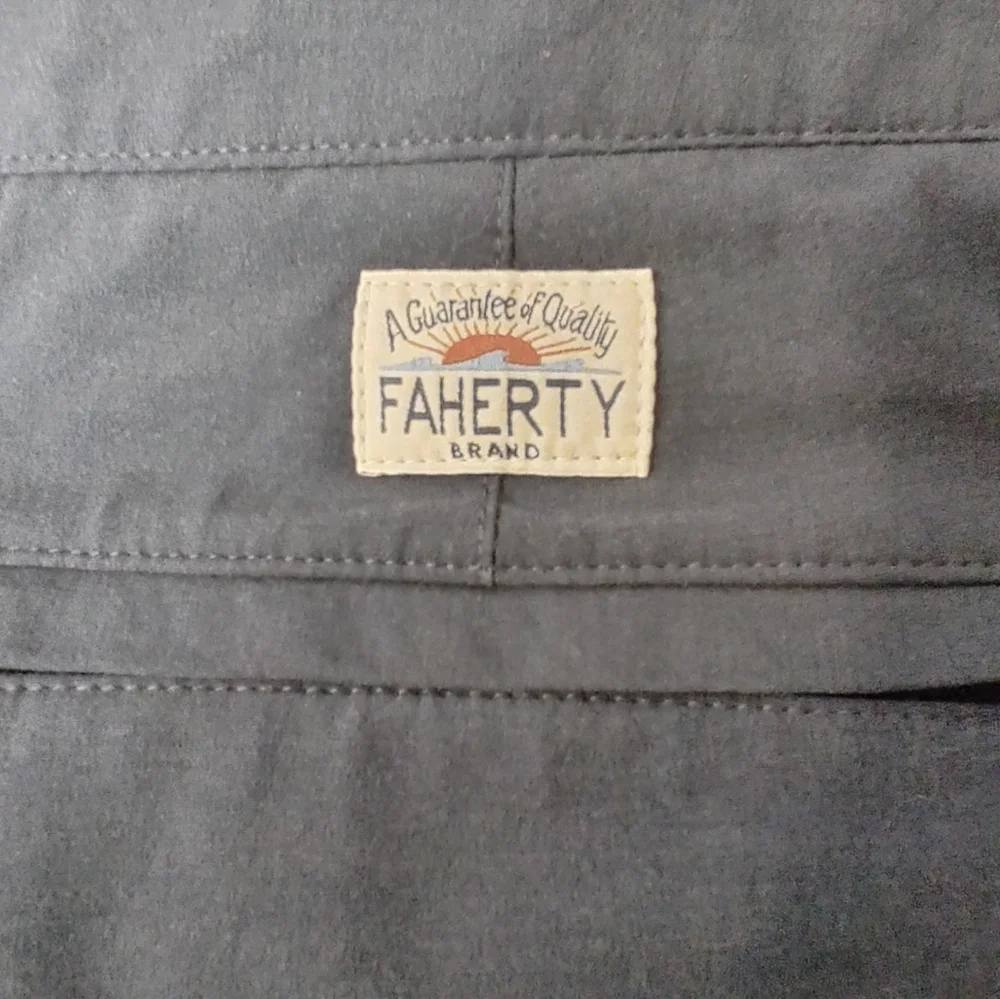 Faherty Mens All Day Stretch Khaki Navy Blue Shorts 38